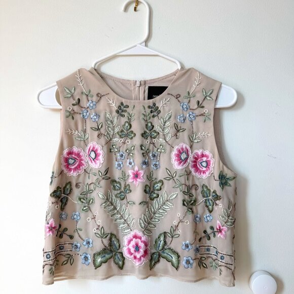 Needle & Thread Floral Embroidered Beaded Top - Picture 2 of 4